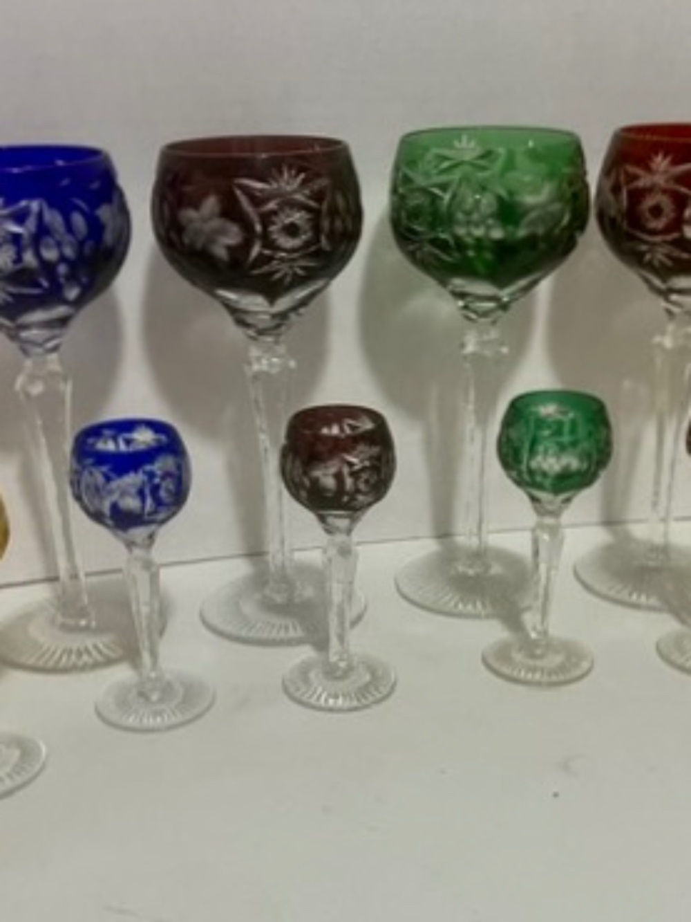 VINTAGE CUT CRYSTAL WINE AND CORDIAL GLASSES